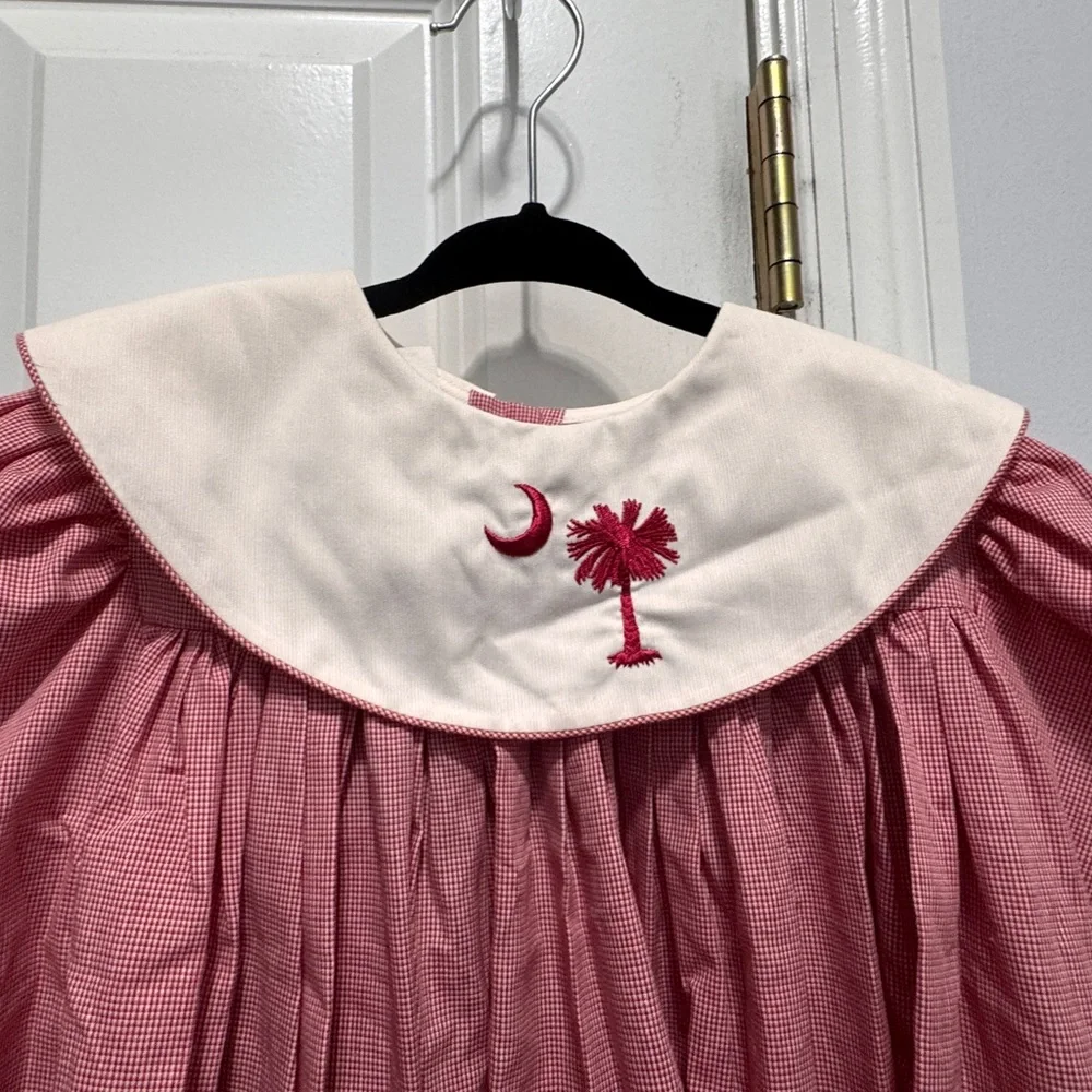 Red and White Pleated handmade Sundress with Sailor Collar size 4 T